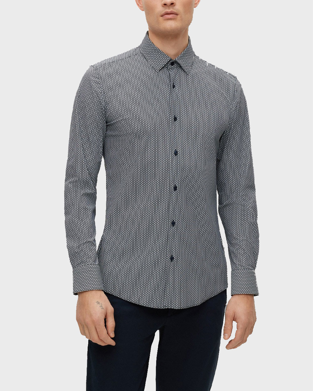 BOSS MEN'S SLIM-FIT SHIRT IN PRINTED PERFORMANCE STRETCH JERSEY