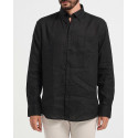 ROOK MEN'S SHIRT REGULAR FIT LINEN - 109.23 - BLACK