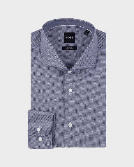 BOSS MEN'S SHIRT SLIM FIT WITH MICRO-PATTERN H-HANK - 50512820