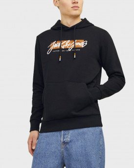 JACK & JONES ΑΝΔΡΙΚΟ ΦΟΥΤΕΡ ΜΕ ΚΟΥΚΟΥΛΑ - 12256807 - ΜΑΥΡΟ