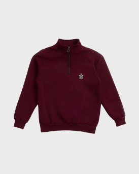 BLACKTOP FOUNDATION MEN'S HALF-ZIP SWEATSHIRT - DUKE - BURGUNDY