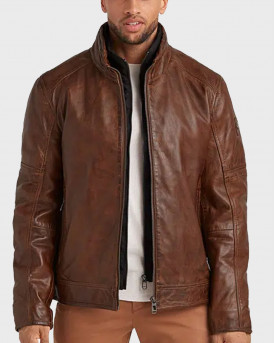 MILESTONE MEN'S LEATHER JACKET - 431063 20445 - BROWN