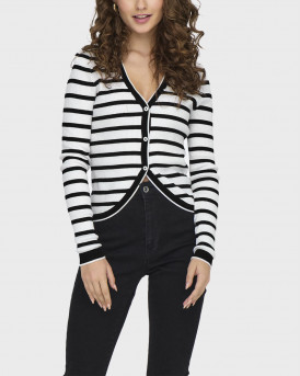 ONLY WOMEN'S STRIPED CARDIGAN - 15339596 - WHITE