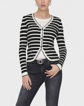 ONLY WOMEN'S STRIPED CARDIGAN - 15339596 - BLACK