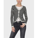 ONLY WOMEN'S STRIPED CARDIGAN - 15339596 - BLACK