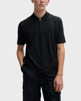 HUGO DEKOK233 MEN'S HALF-ZIP POLO SHIRT - 50496003 - BLACK